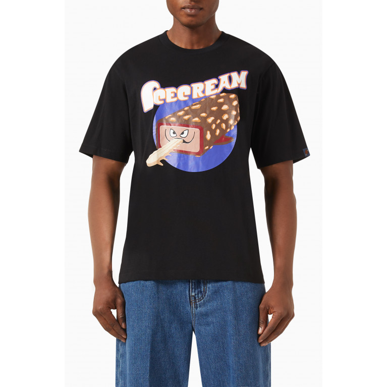 Ice Cream - Crunchy Shark Graphic-print T-shirt in Cotton-jersey Black