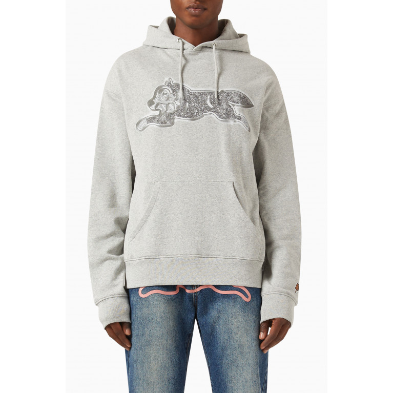Ice Cream - Iced Out Running Dog Graphic-print Hoodie in Loopback Cotton Grey