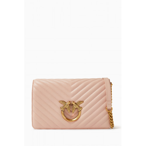 PINKO - Love Click Classic Crossbody Bag in Faux Quilted Leather