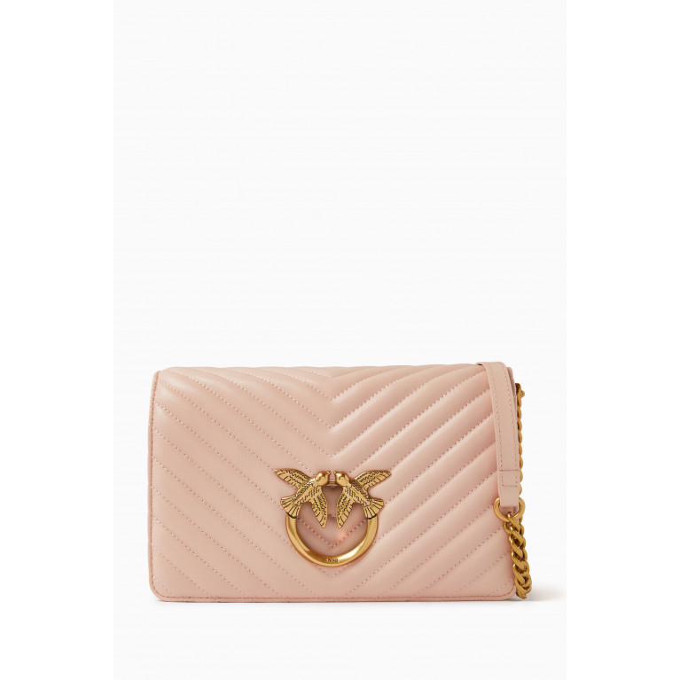 PINKO - Love Click Classic Crossbody Bag in Faux Quilted Leather
