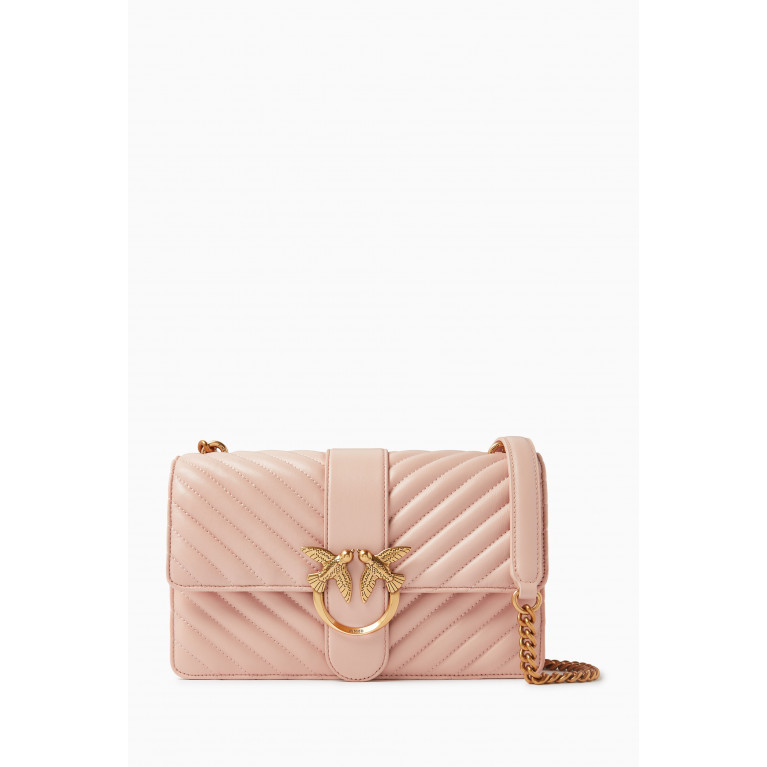 PINKO - Love One Classic Crossbody Bag in Faux Quilted Leather