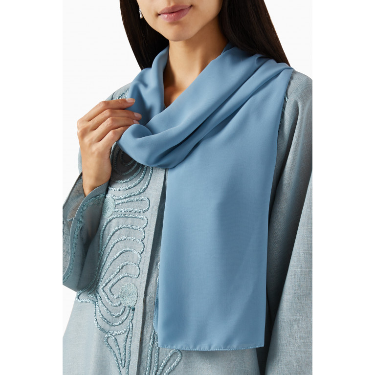 Rauaa Official - Embroidered Abaya in Linen Blue
