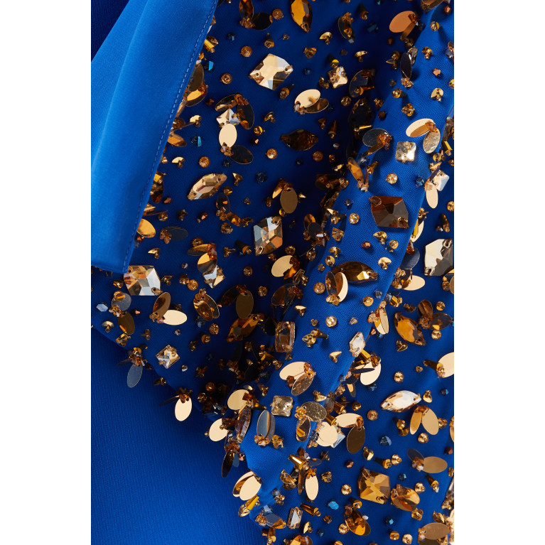 Anatomi - Estella Crystal-embellished Cape Maxi Dress Blue
