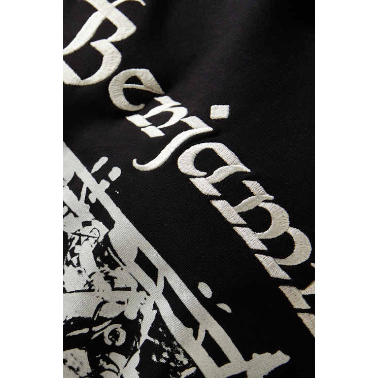 Les Benjamins - Printed Hoodie in Fleece Black