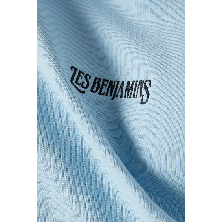 Les Benjamins - Printed Hoodie in Fleece Blue