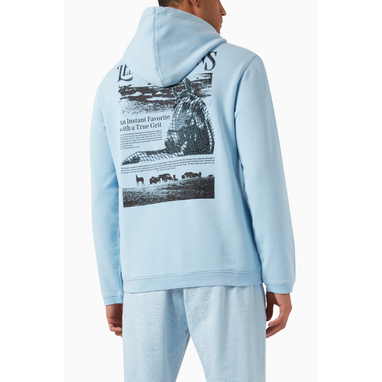 Les Benjamins - Printed Hoodie in Fleece Blue