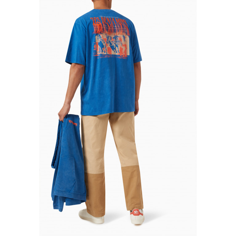 Les Benjamins - Oversized T-shirt in Cotton Jersey Blue
