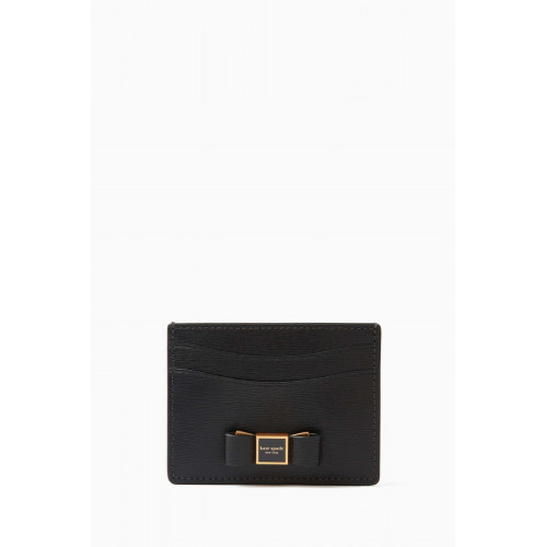 Kate Spade New York - Morgan Bow Embellished Card Holder in Leather Black