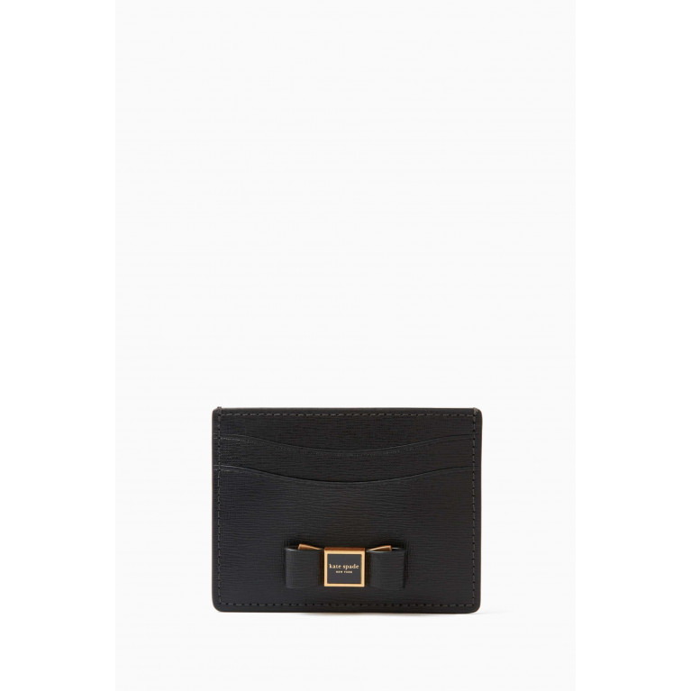 Kate Spade New York - Morgan Bow Embellished Card Holder in Leather Black