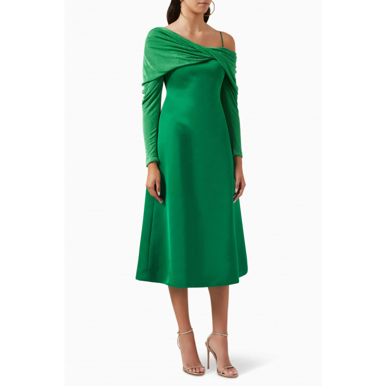 CHATS by C.Dam - Phan Midi Dress in Silk-jersey & Scuba Green