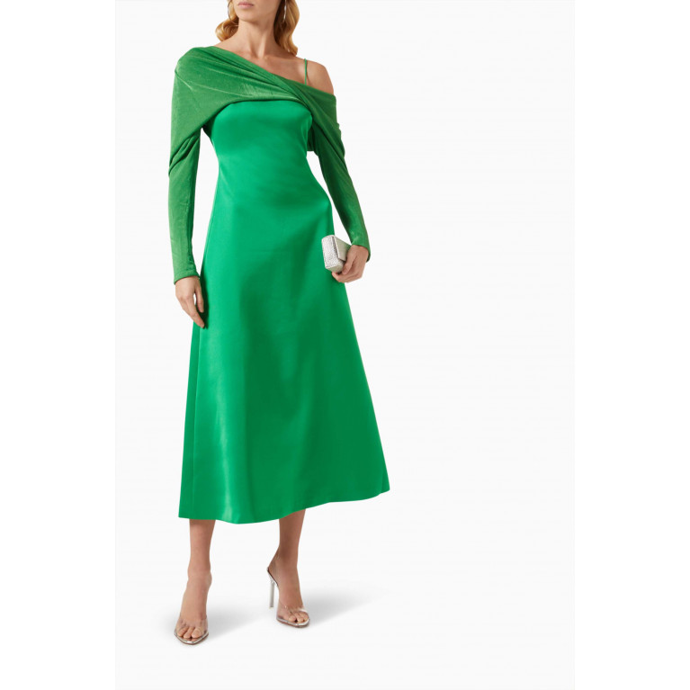 CHATS by C.Dam - Phan Midi Dress in Silk-jersey & Scuba Green