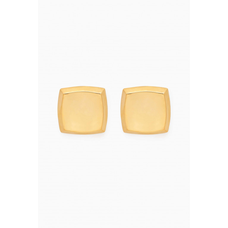 Saint Laurent - Square Curvy Stud Earrings in Brass