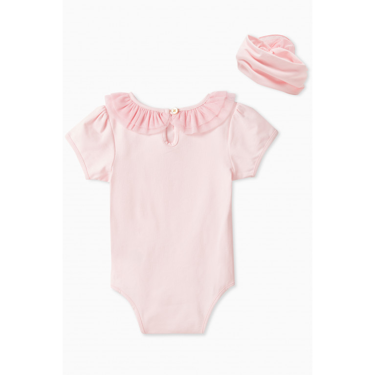 Angel's Face - Clementine Bodysuit & Headband Set in Cotton Stretch Pink