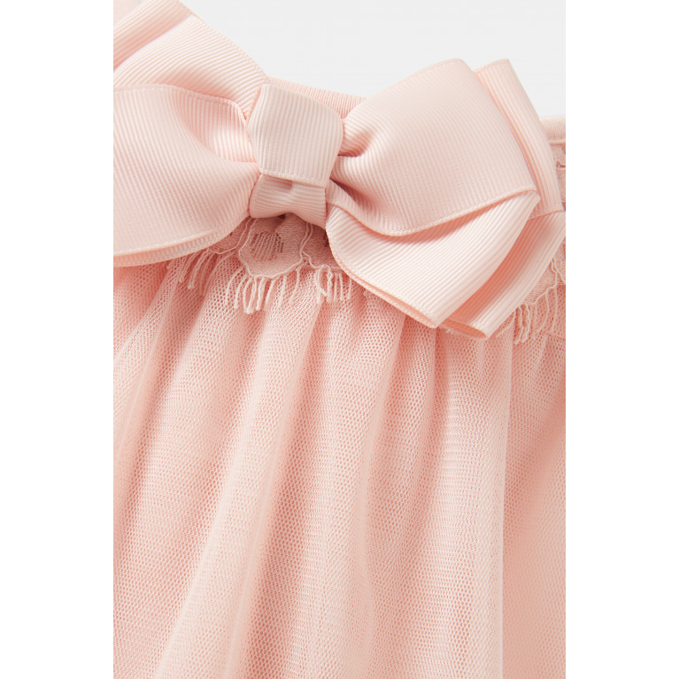 Angel's Face - Faria Bow-applique Volume Dress in Polyester