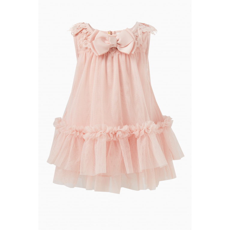 Angel's Face - Faria Bow-applique Volume Dress in Polyester