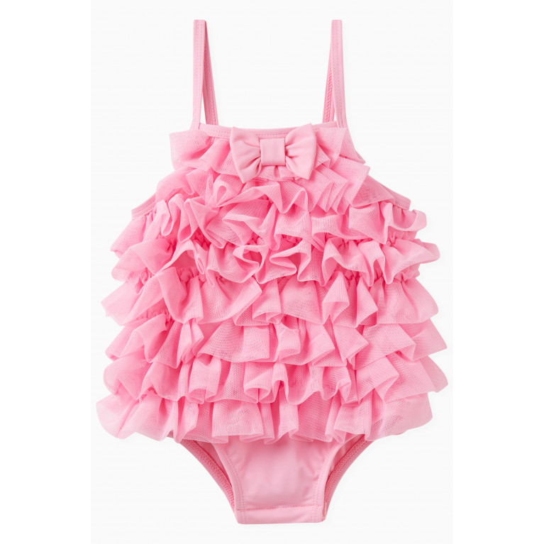 Angel's Face - Minnow Ruffled One-piece Swimsuit in Polyester