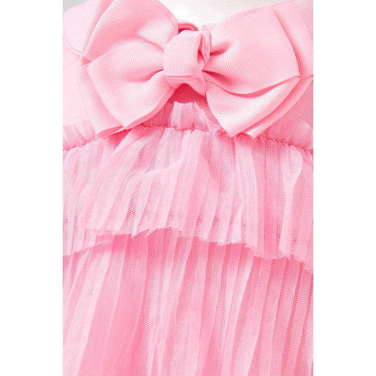 Angel's Face - Tallulah Tiered Bow-applique Dress in Polyester Pink