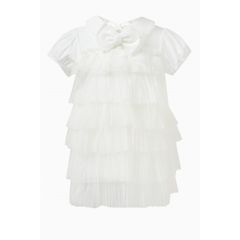 Angel's Face - Tallulah Tiered Bow-applique Dress in Polyester White