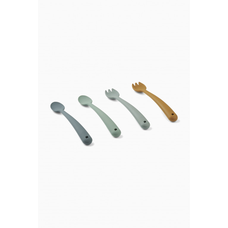 Liewood - Shea Feeding Cutlery in Silicone, Set of 4 Blue