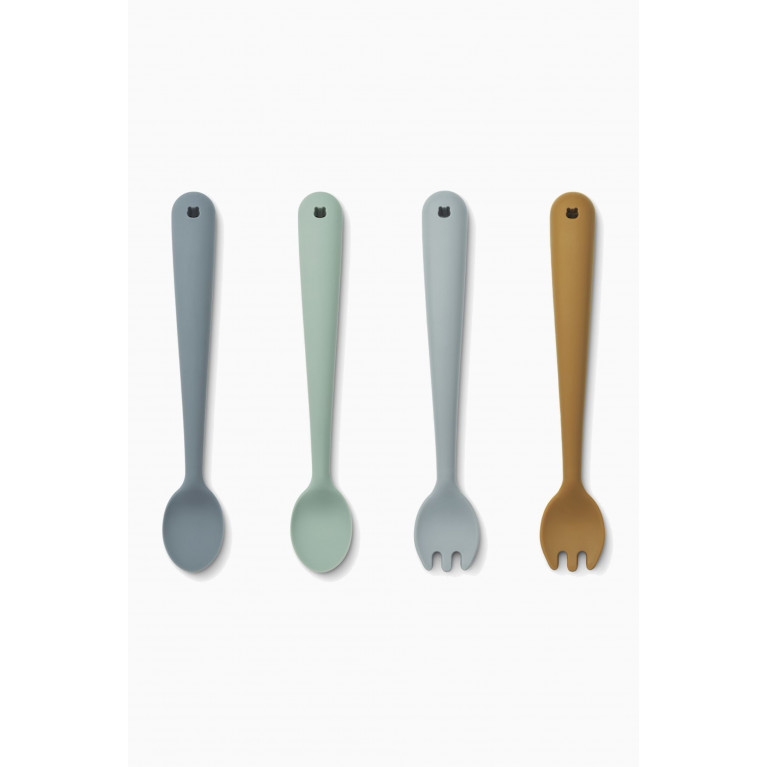 Liewood - Shea Feeding Cutlery in Silicone, Set of 4 Blue