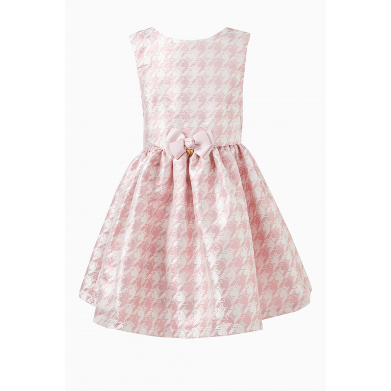 Angel's Face - Cat Houndstooth Bow-applique Dress in Polyester-blend