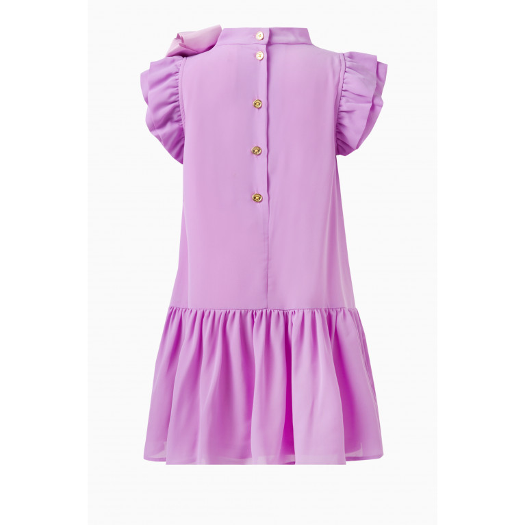 Angel's Face - Fern Bow-applique Ruffle Dress in Polyester Purple