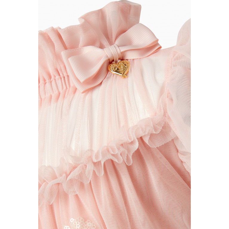 Angel's Face - Marigold Floral-print Ruffle Dress in Polyester Pink