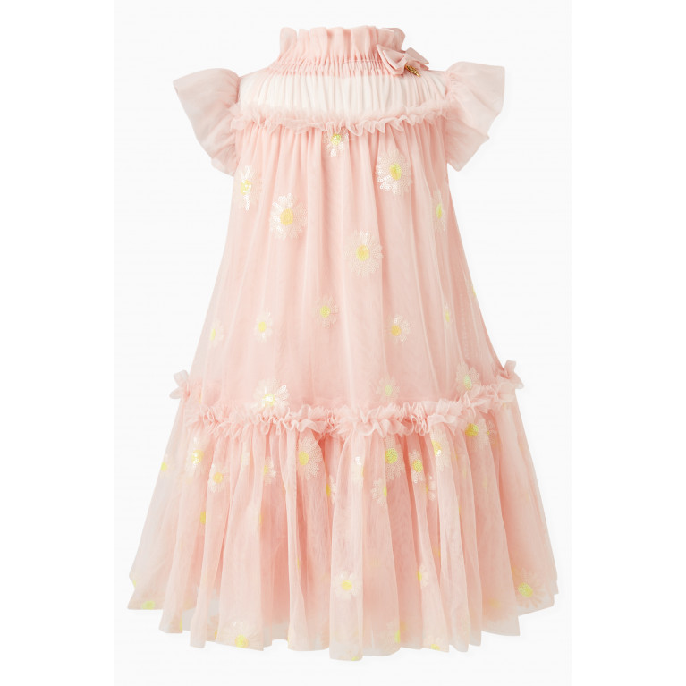 Angel's Face - Marigold Floral-print Ruffle Dress in Polyester Pink