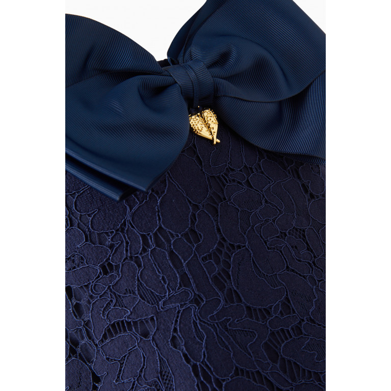 Angel's Face - Nel Floral-lace Dress in Cotton-blend Blue