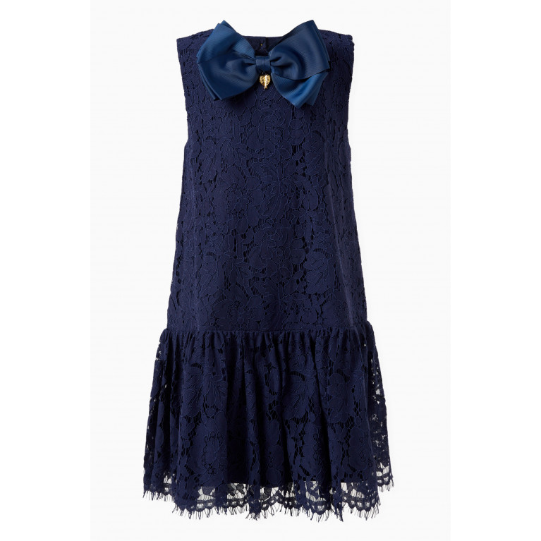 Angel's Face - Nel Floral-lace Dress in Cotton-blend Blue