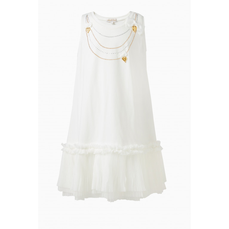 Angel's Face - Texas Necklace-motif Dress in Cotton White