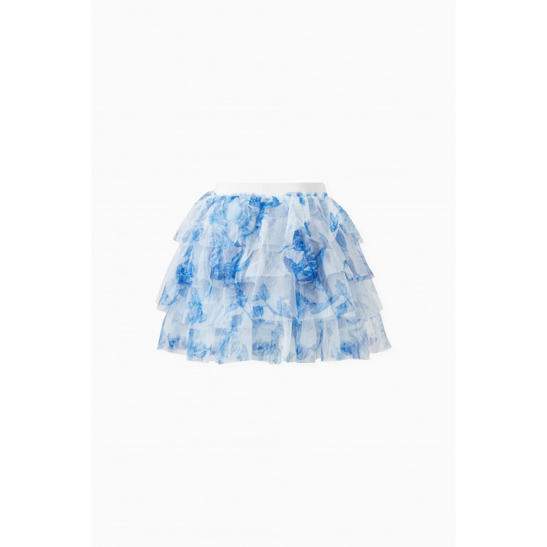 Angel's Face - Abbie Floral-print Bow-applique Skirt in Polyester