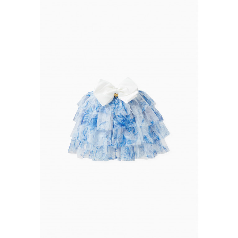 Angel's Face - Abbie Floral-print Bow-applique Skirt in Polyester