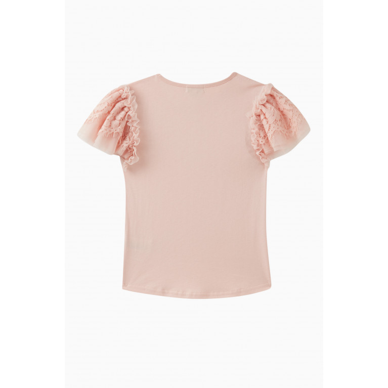 Angel's Face - Larisa Bow-applique Ruffle T-shirt in Cotton-blend