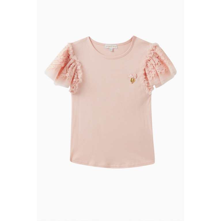 Angel's Face - Larisa Bow-applique Ruffle T-shirt in Cotton-blend