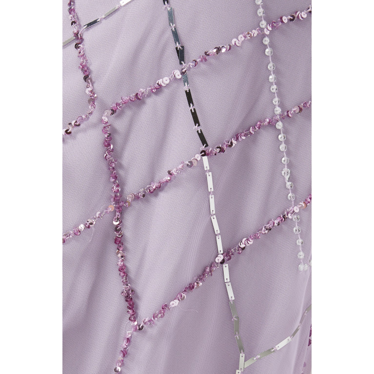 Amelia Rose - Frill Sequin Embellished Maxi Dress in Tulle Purple