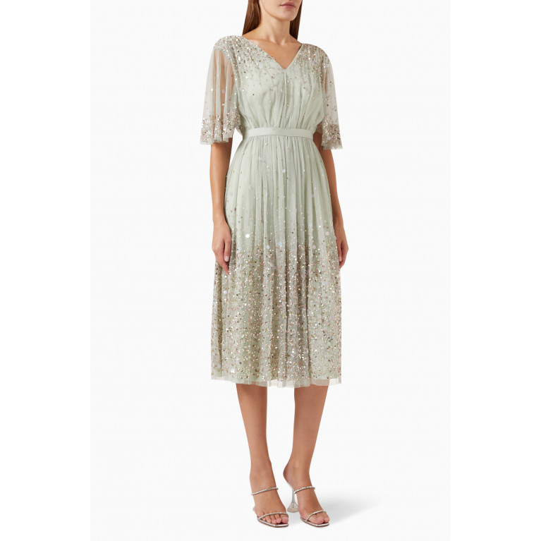 Amelia Rose - Gathered Sequin-embellished Midi Dress in Tulle