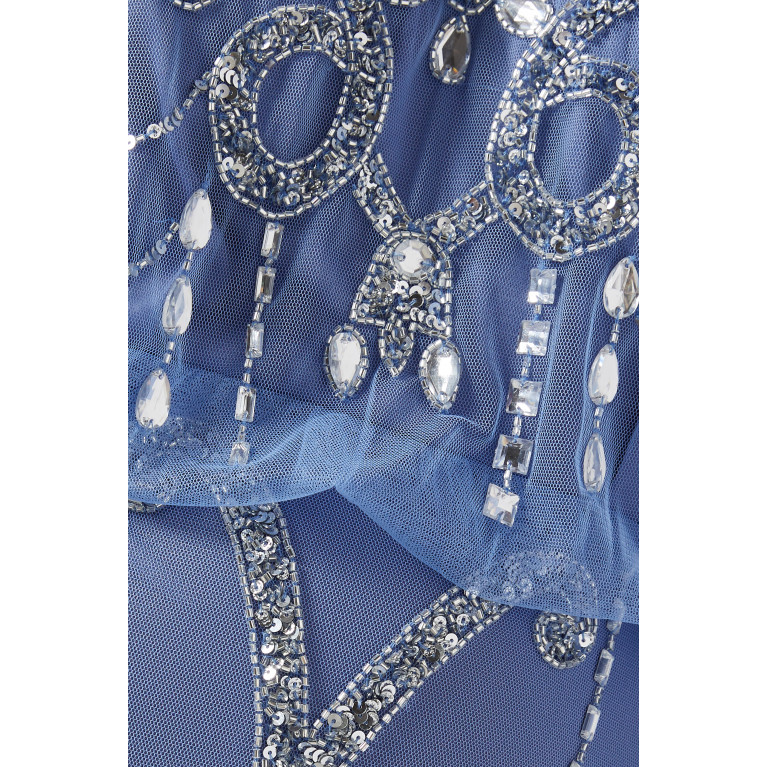 Amelia Rose - Crystal Embellished Midi Dress in Tulle