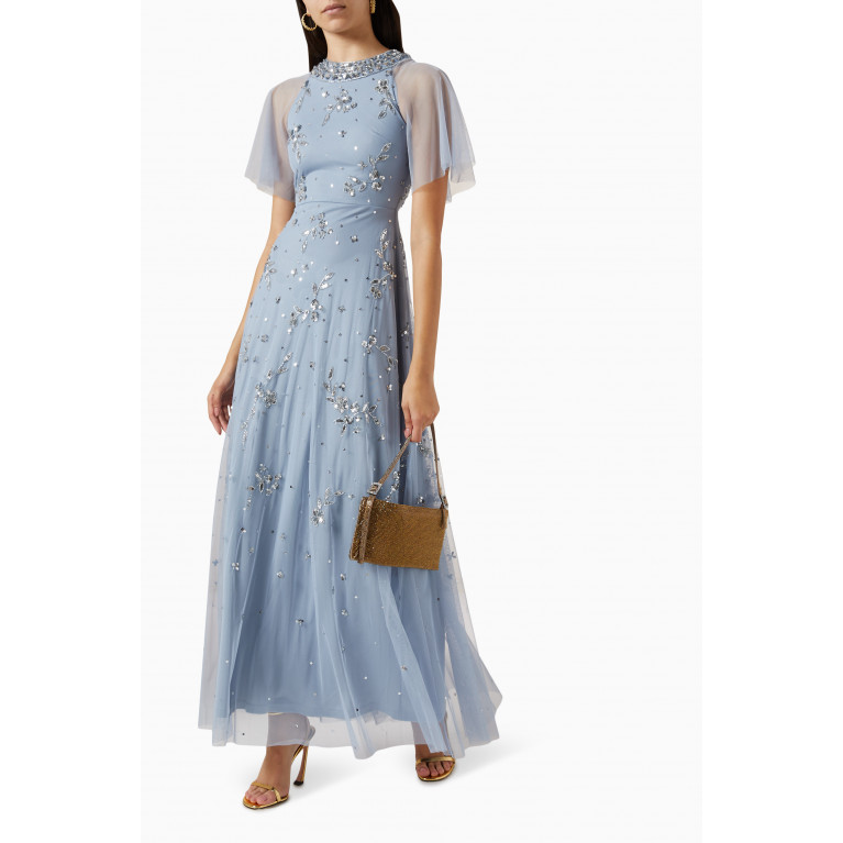 Amelia Rose - Open Back Sequin-embellished Dress in Tulle