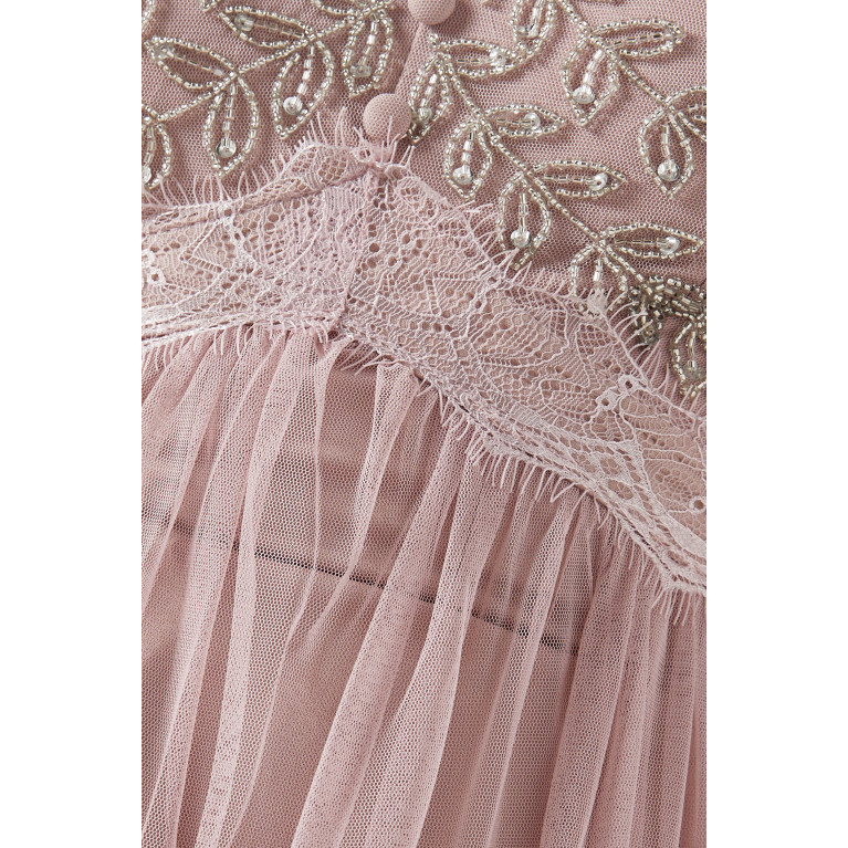Amelia Rose - Embellished Bodice Midi Dress in Tulle