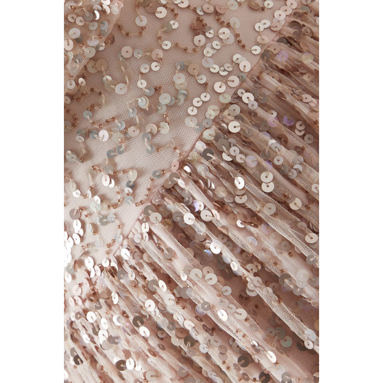 Amelia Rose - Cascading Sequin-embellished Maxi Dress in Tulle