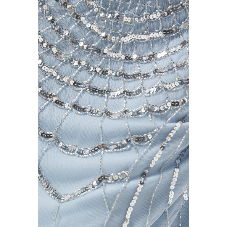 Amelia Rose - Low-back Embellished Maxi Dress in Tulle