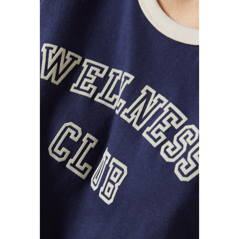 Sporty & Rich - Wellness Club Ringer T-shirt in Cotton Blue