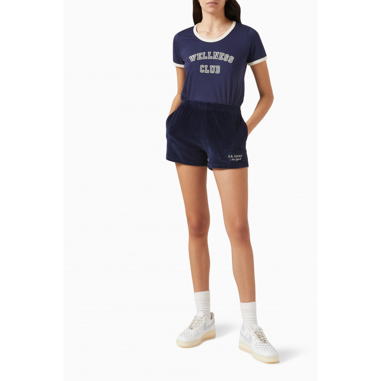 Sporty & Rich - Wellness Club Ringer T-shirt in Cotton Blue