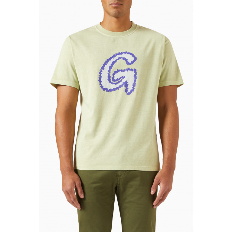 Gramicci - Fuzzy G-Logo Print T-shirt in Cotton Green