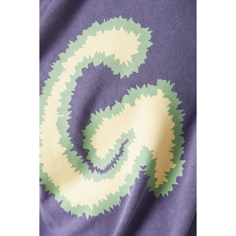Gramicci - Fuzzy G-Logo Print T-Shirt in Cotton Purple