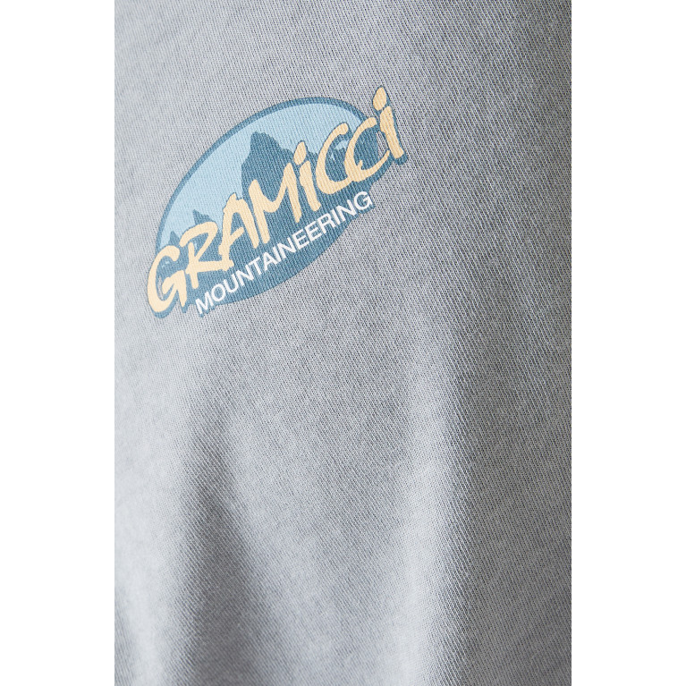 Gramicci - Summit Logo Print T-shirt in Cotton Grey