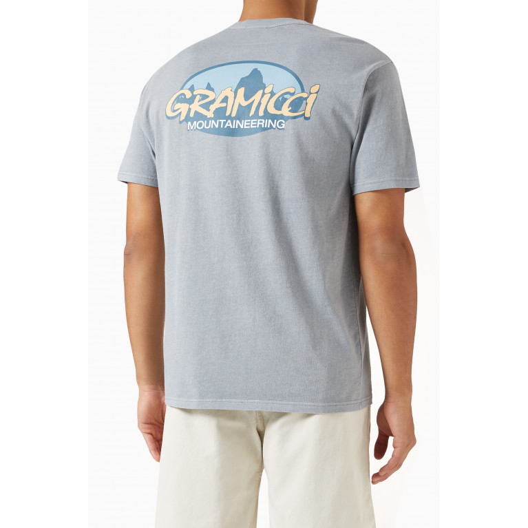 Gramicci - Summit Logo Print T-shirt in Cotton Grey