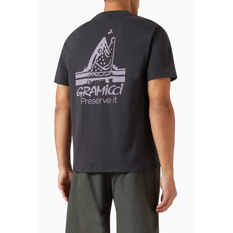Gramicci - Trout Logo Print T-Shirt in Cotton