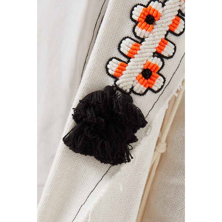Yarn By FN - Two-piece Embellished Macramé Kaftan Set in Cotton & Linen